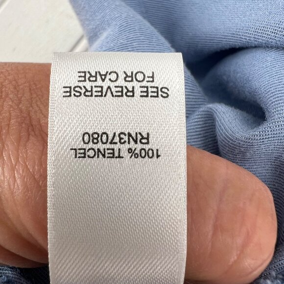 Cato Womens Color Block Denim Blue Sleeveless Top Small 100% Tencel - Picture 6 of 6